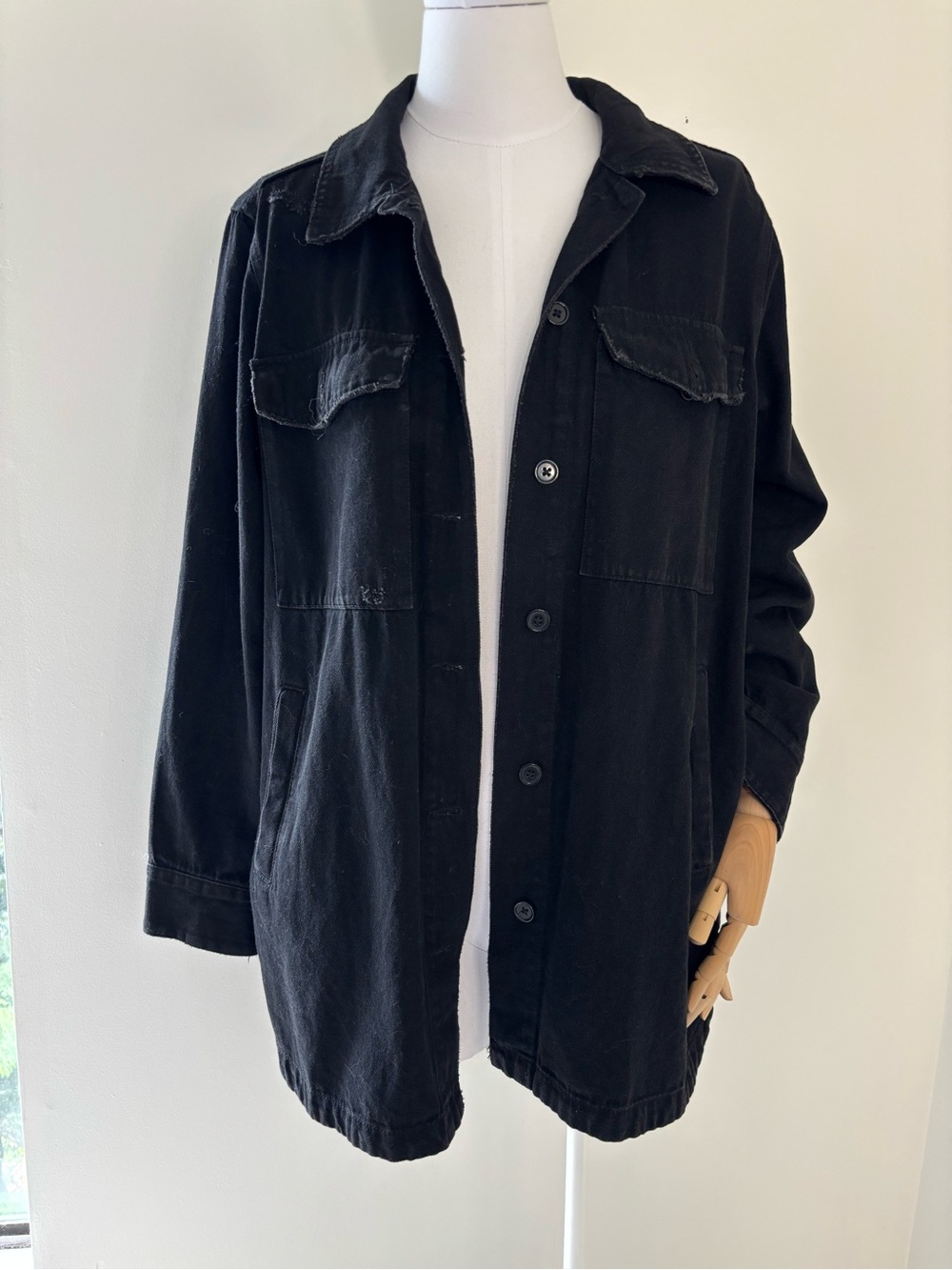 Zara Oversized Black Denim Shirt Jacket